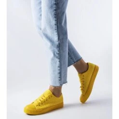 BM Baskets Jaunes En Tissu Tissé De Thibodeau