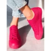 BM Baskets Sears Red De Couleur Unie Rouge