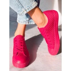 BM Baskets Sears Red De Couleur Unie Rouge