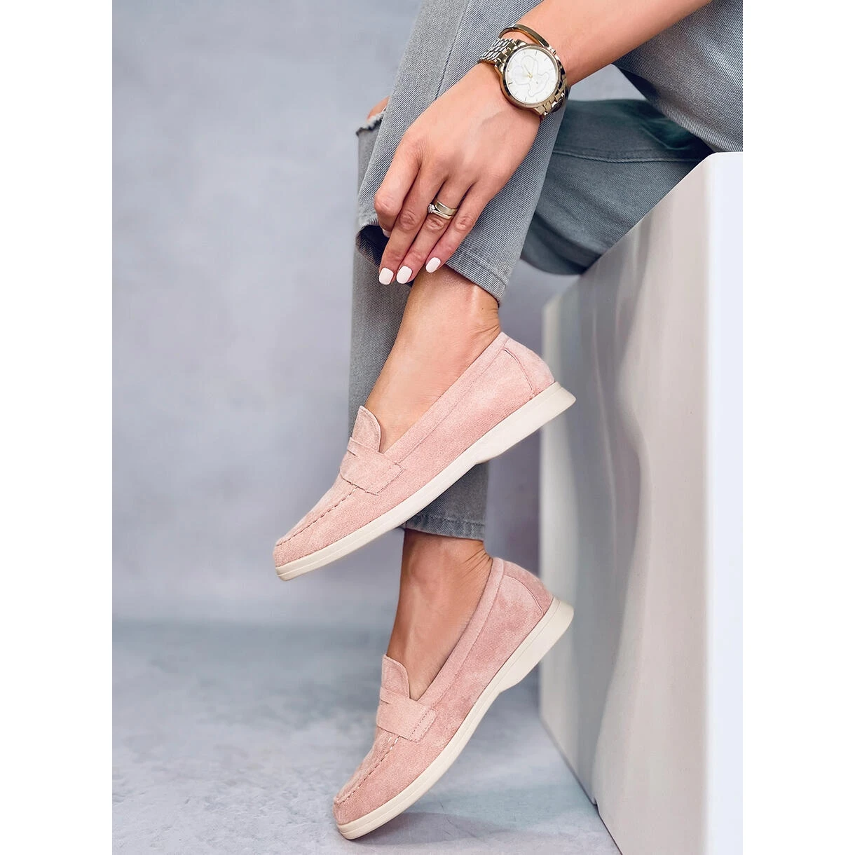 BM Blum Mocassins En Daim Rose – Image 3