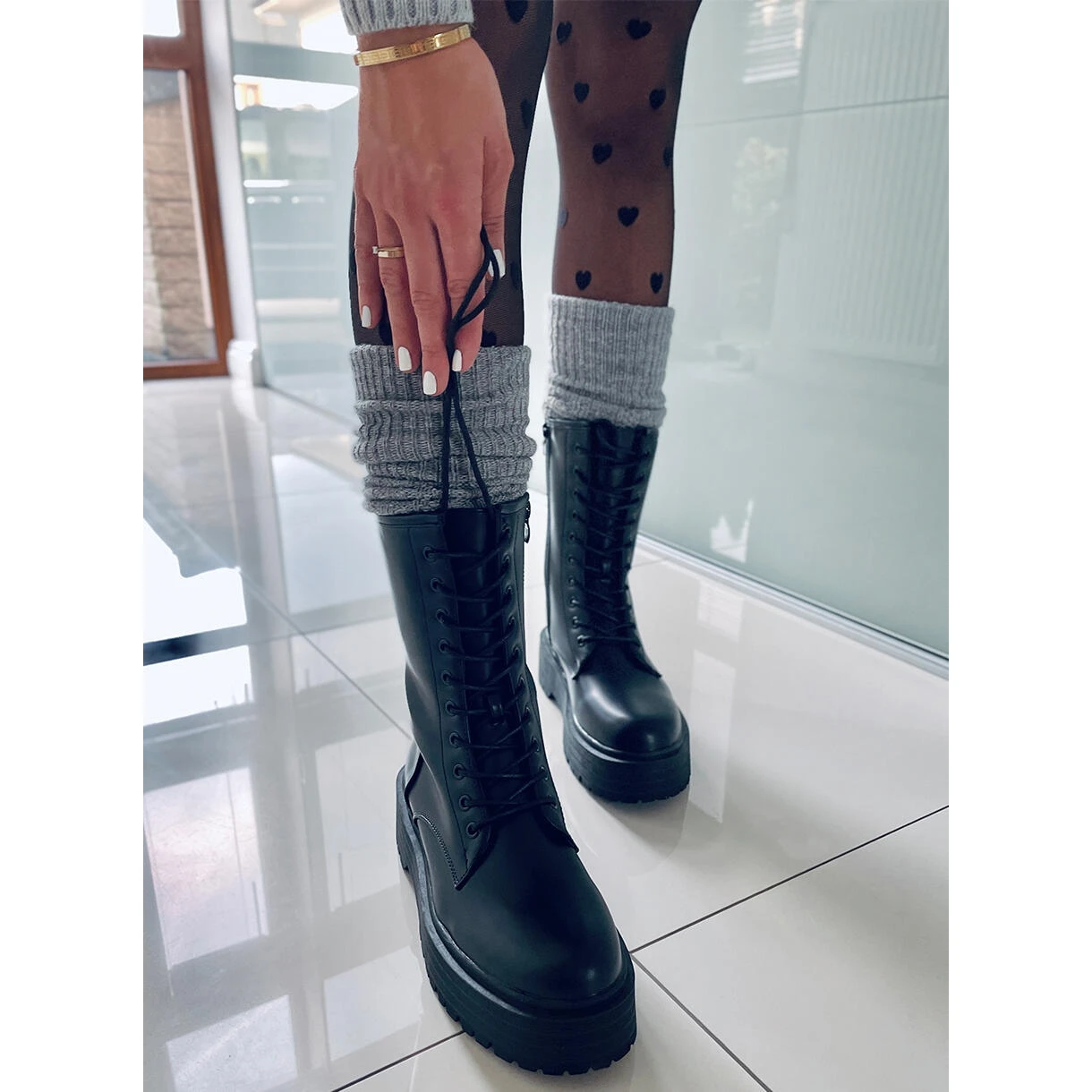 BM Boots à Lacets Sur Semelle Haute Rage Black Le Noir – Image 2