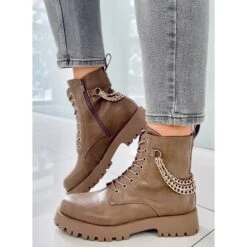 BM Boots Boots à Chaines Tokio Kaki Beige Brun
