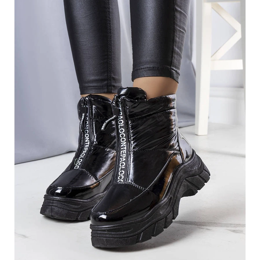 BM Bottes De Neige Laquées Noires Leonel Le Noir