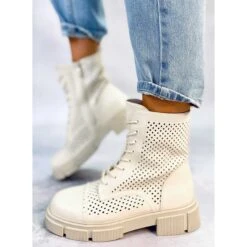 BM Bottines à Lacets Ajourées Wyman Beige