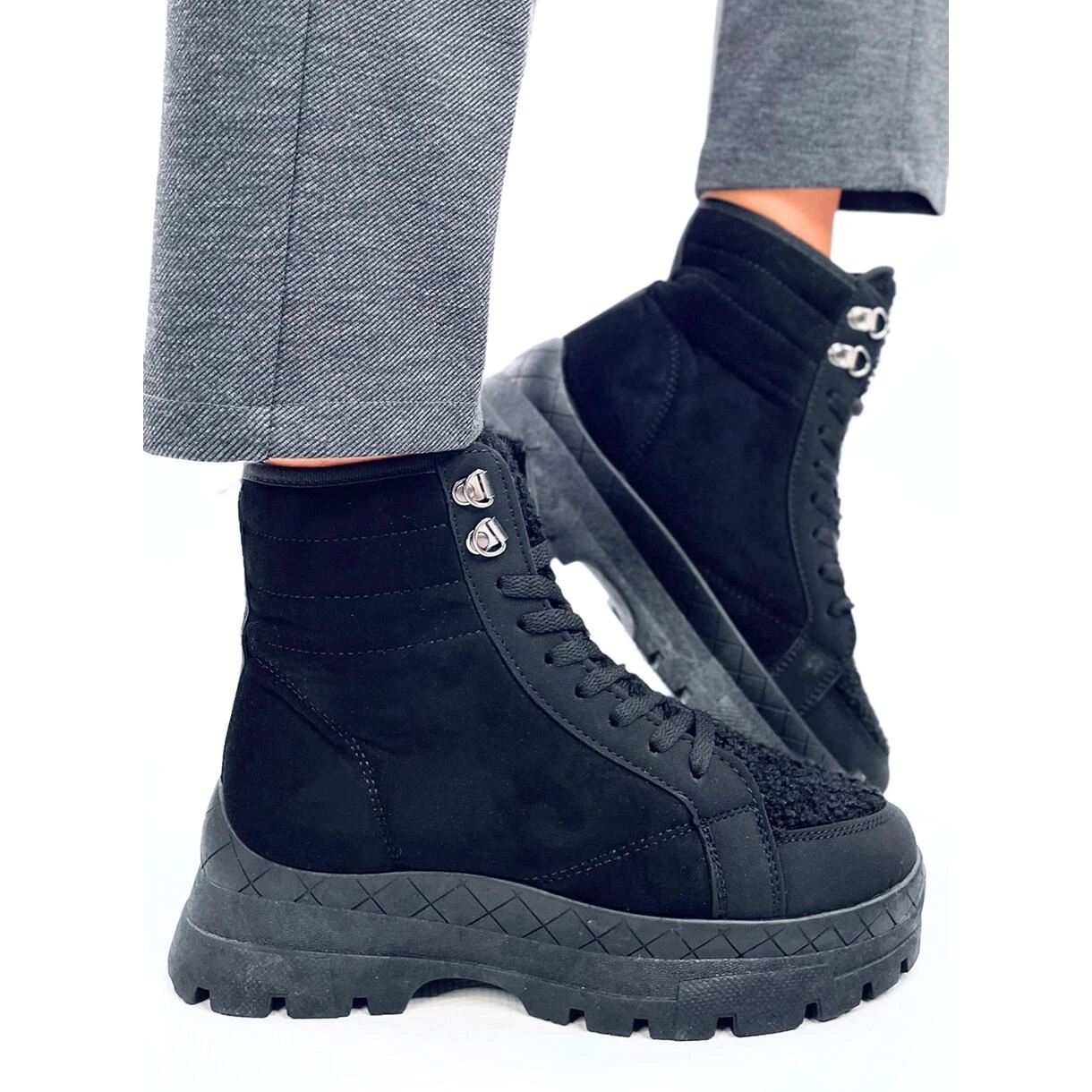 BM Bottines à Lacets En Cuir D'agneau Khandi Noir Le Noir – Image 3