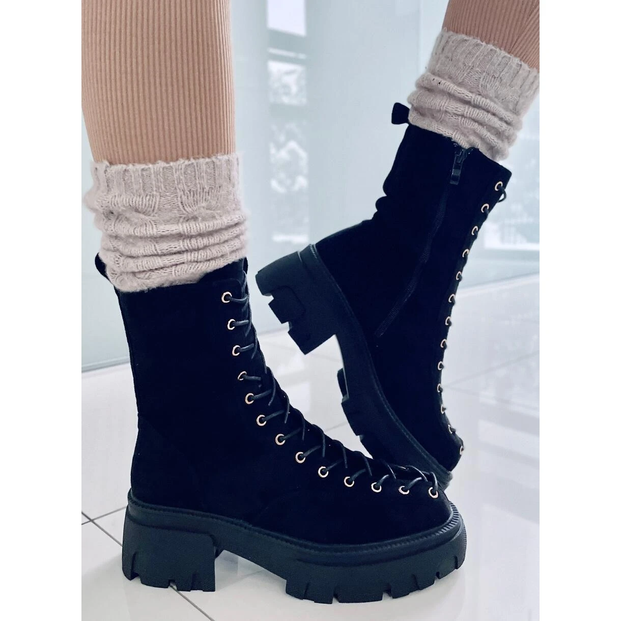 BM Bottines à Lacets Femme Wayne Noir Le Noir – Image 2