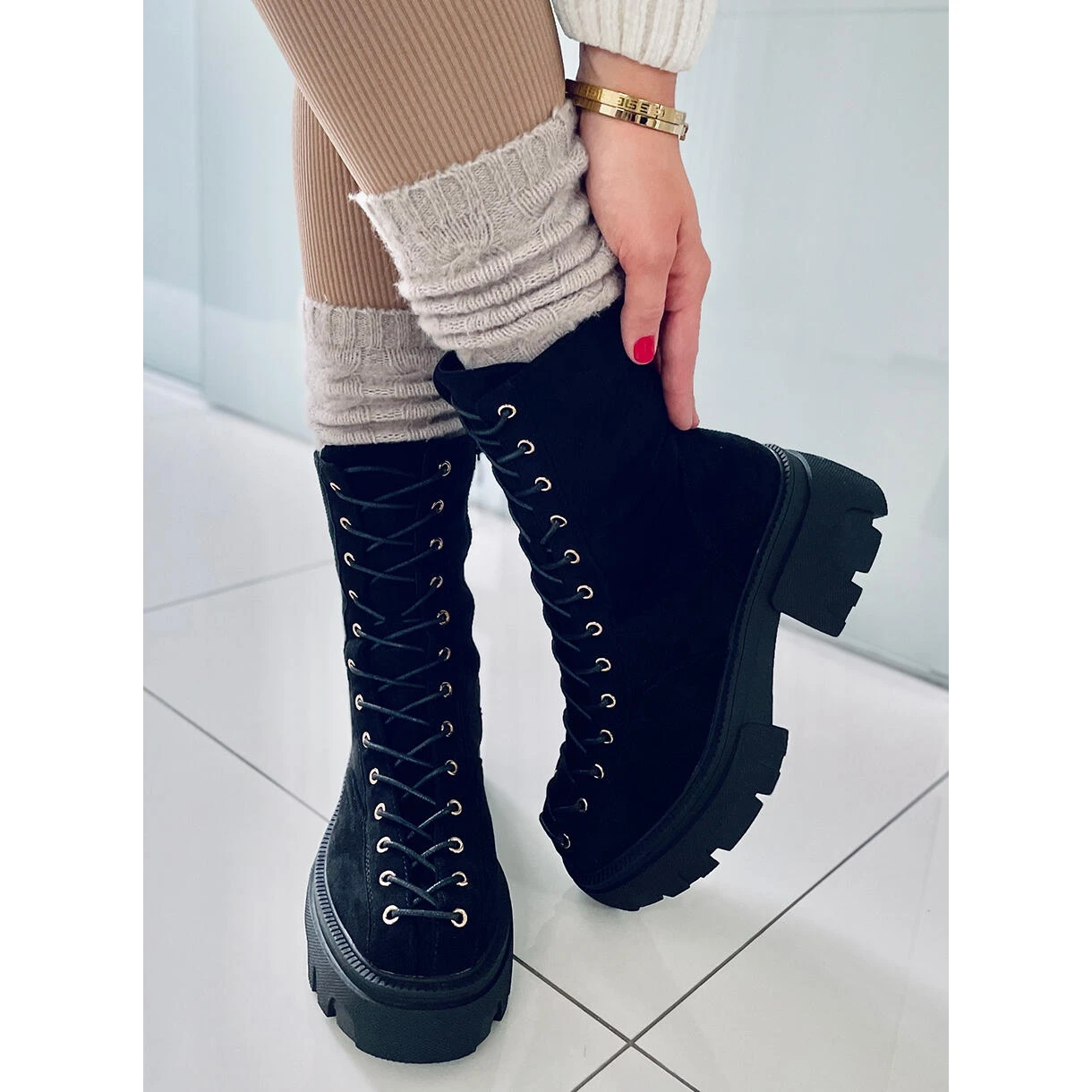 BM Bottines à Lacets Femme Wayne Noir Le Noir – Image 3