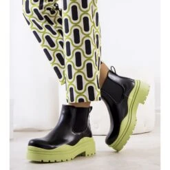 BM Bottines Noires Sur Plateforme Verte Gaffney Le Noir