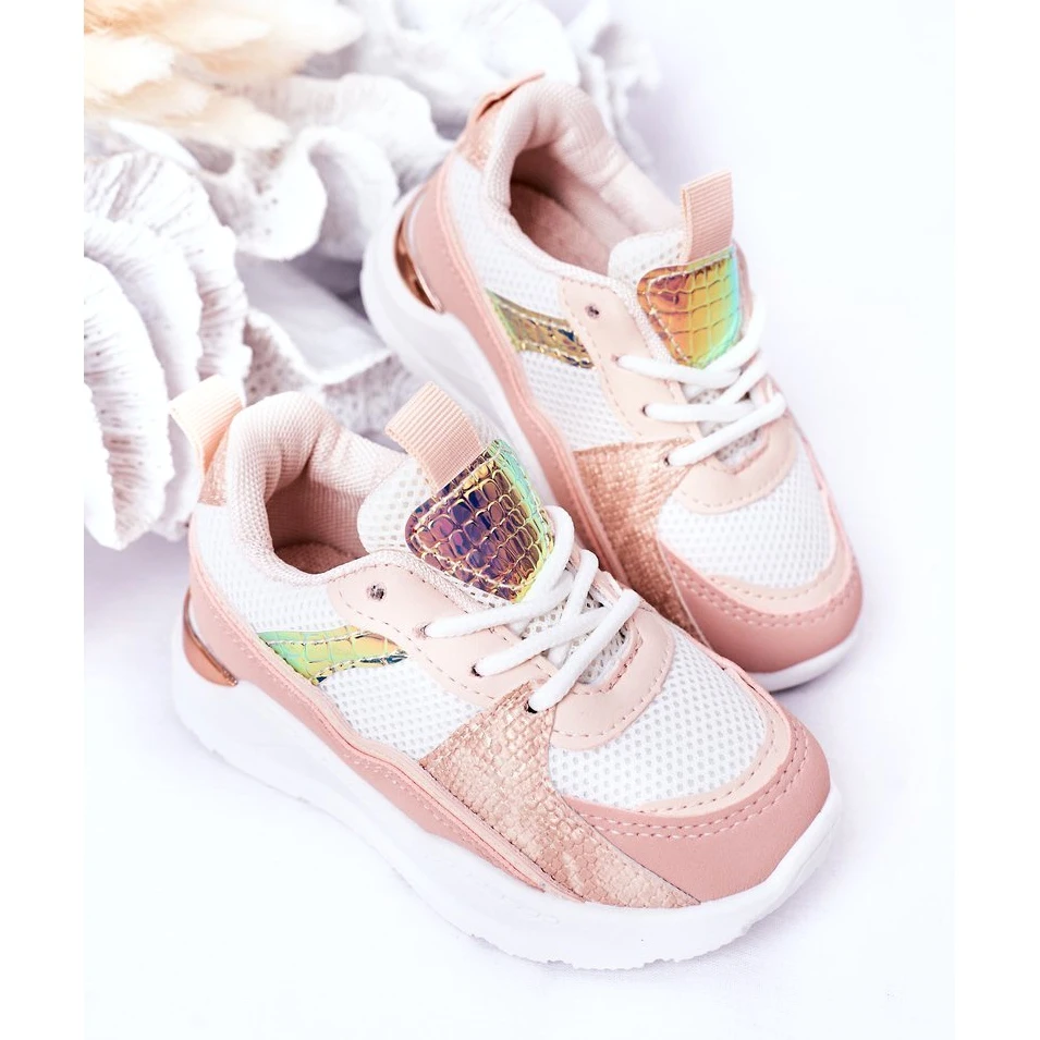 BM Chaussures De Sport Pour Enfants Sneakers Rose Game Time Blanche – Image 5