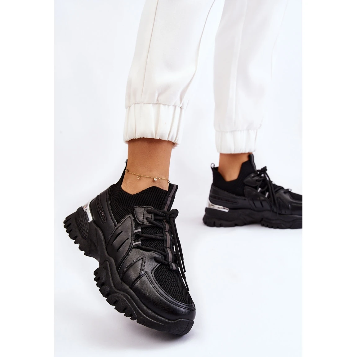 BM Chaussures De Sport Sock Slip-On Femme Noir Berna Le Noir – Image 5