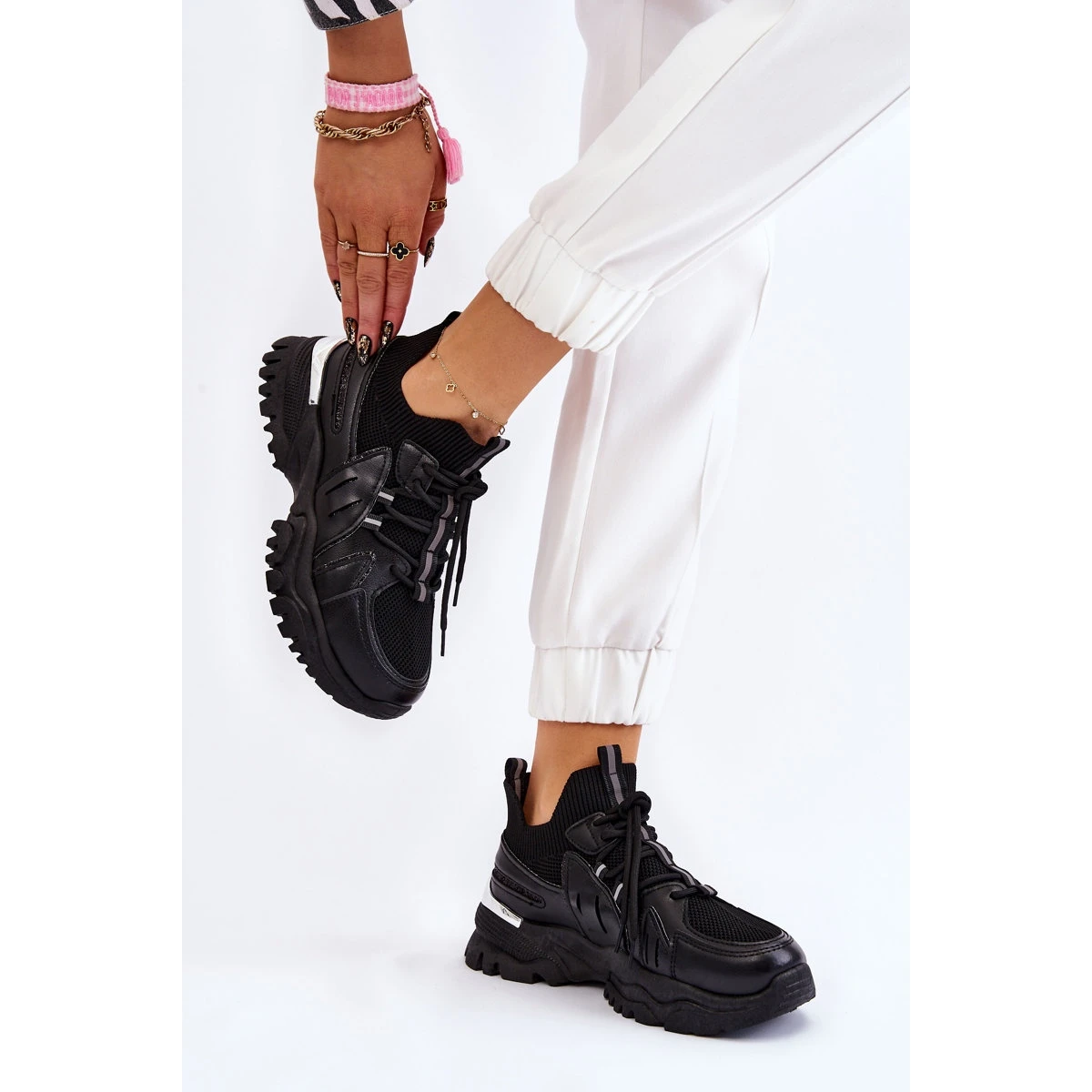 BM Chaussures De Sport Sock Slip-On Femme Noir Berna Le Noir – Image 7