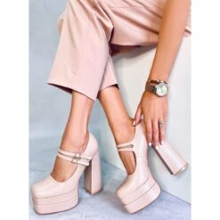 BM Escarpins à Plateforme Grain Beige Loit