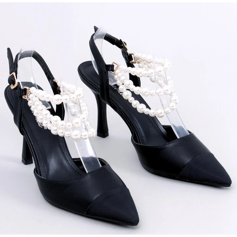 BM Escarpins à Talon Ouvert Avec Perles Harmony Black Le Noir – Image 2