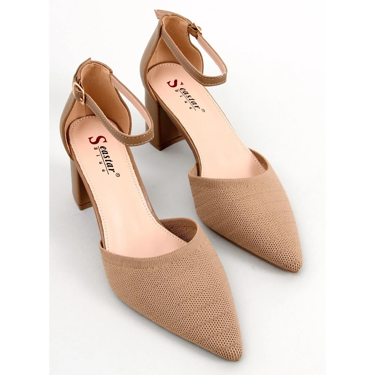 BM Escarpins à Talons Hauts Rossi Kaki Avec Ceinture Beige – Image 2