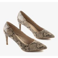 BM Escarpins Marron à Motif Peau De Serpent Nickle Brun