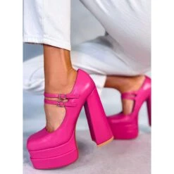 BM Escarpins Plateforme Grain Fuchsia Loit Rose