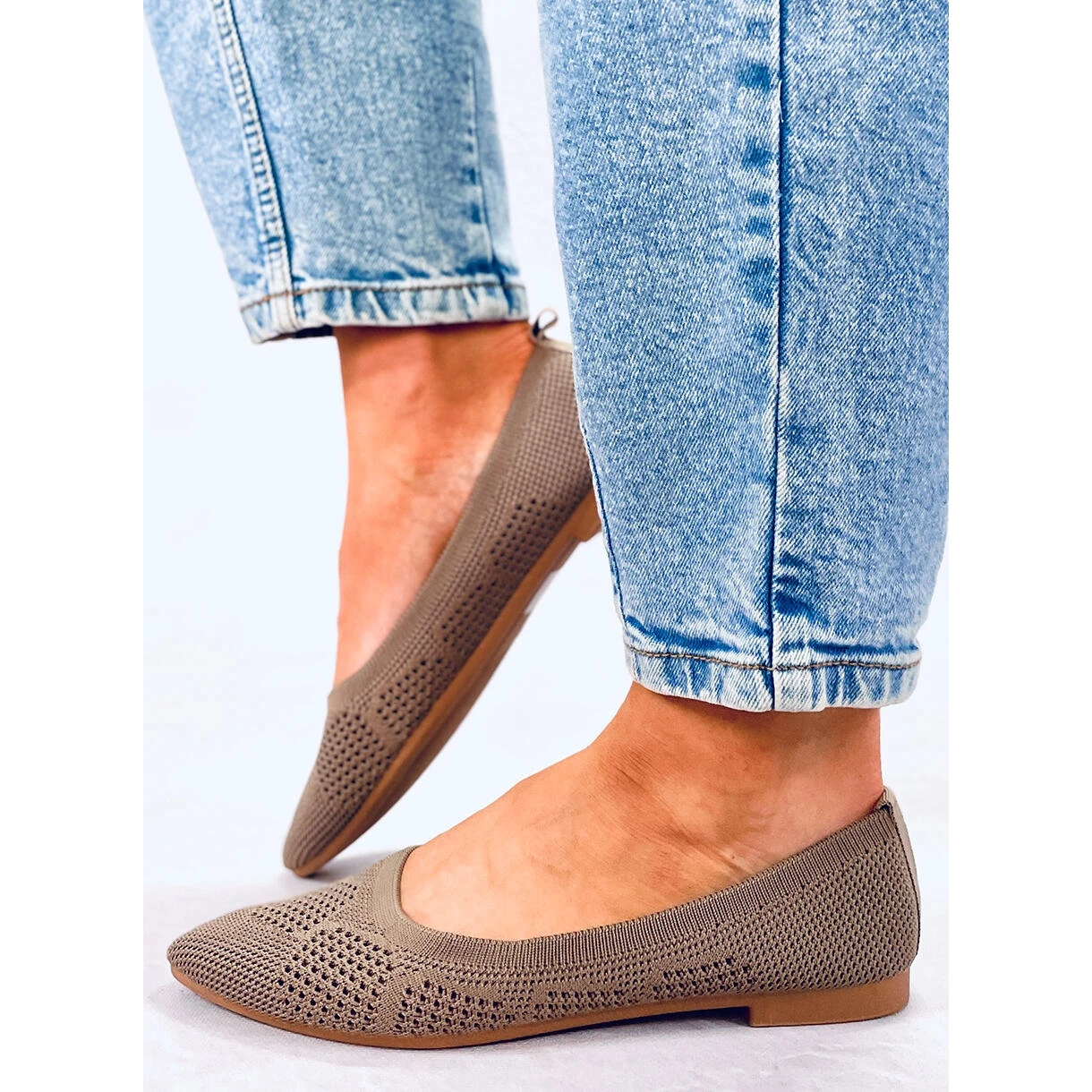 BM Forlani Ballerines Ajourées Kaki Brun – Image 4