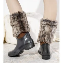 BM Galoches Noires Avec Fourrure De Corrales Brun Le Noir