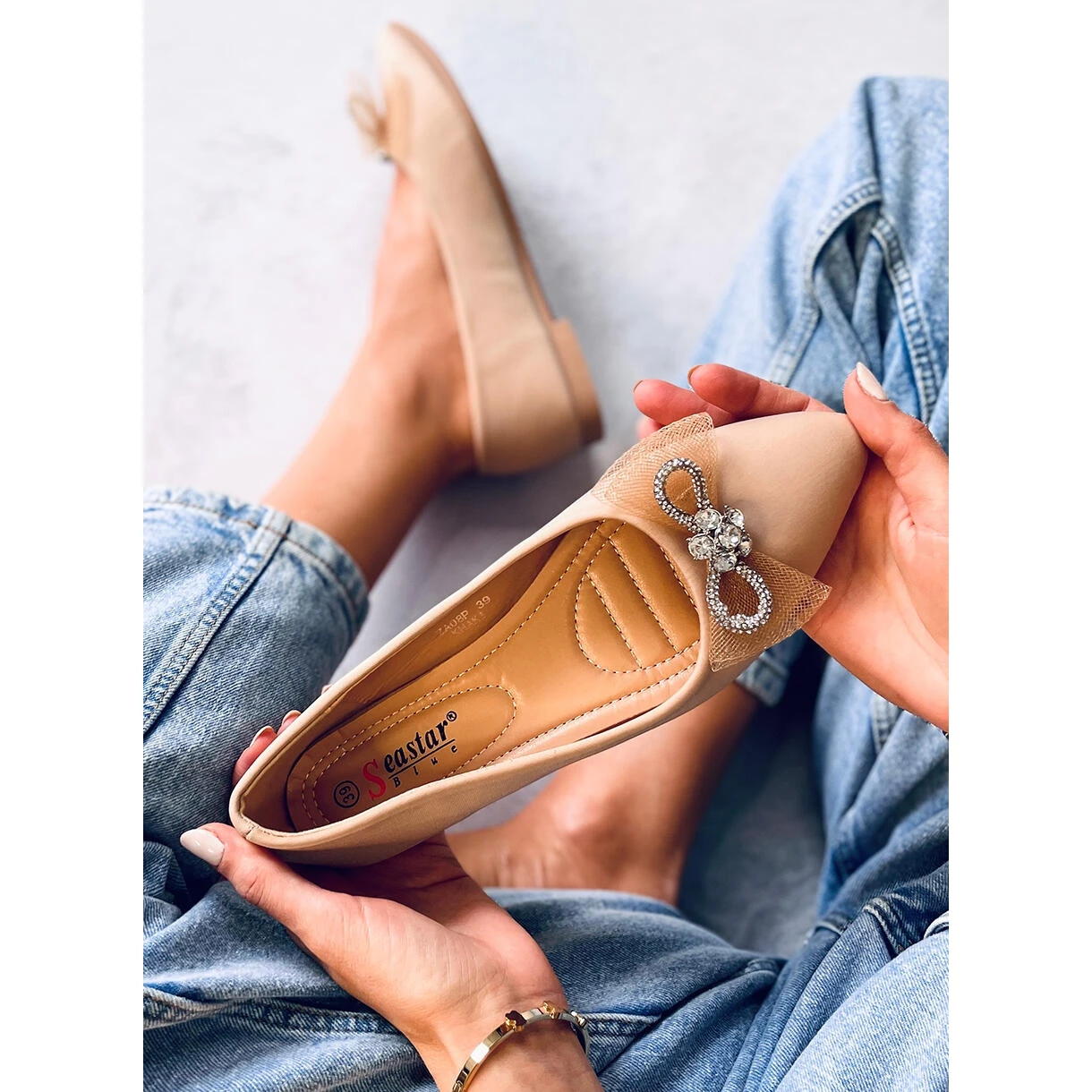 BM Maura Ballerines Noeud Kaki Beige – Image 5