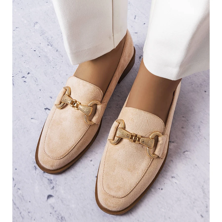 BM Mocassins Beiges à Ornements Dorés Fluet – Image 2