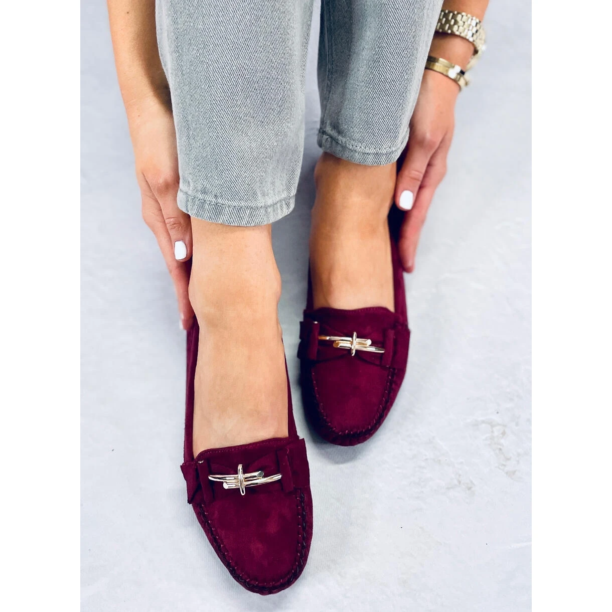 BM Mocassins Femme Lyset Bordeaux Rouge