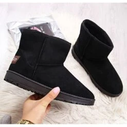 BM NEWS W EVE186A Bottes De Neige En Daim Noir Le Noir
