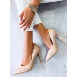 BM Raquel Nude Escarpins Matelassés à Talons Hauts Beige