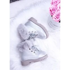 BM Silver Warm Bottes Pour Enfants Trappers Fobos Argent Argent