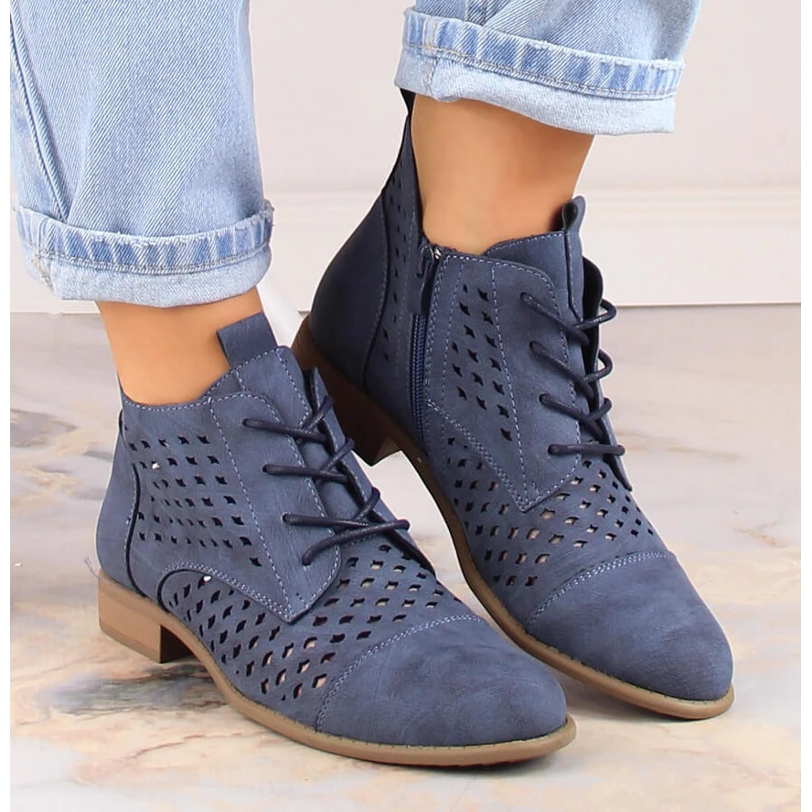 Boots Femme Printemps Ajourées Bleues Jezzi ASA142-45 – Image 3