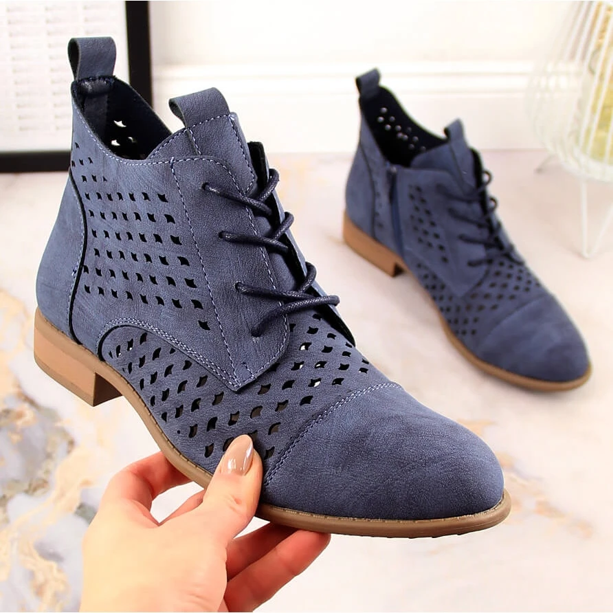 Boots Femme Printemps Ajourées Bleues Jezzi ASA142-45 – Image 4