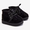 Bottes De Neige à Lacets Pour Enfants Réchauffées Avec Fourrure Black Hunter Le Noir Le Noir