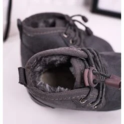 Bottes De Neige à Lacets Pour Enfants Réchauffées Avec Fourrure Grey Hunter Gris