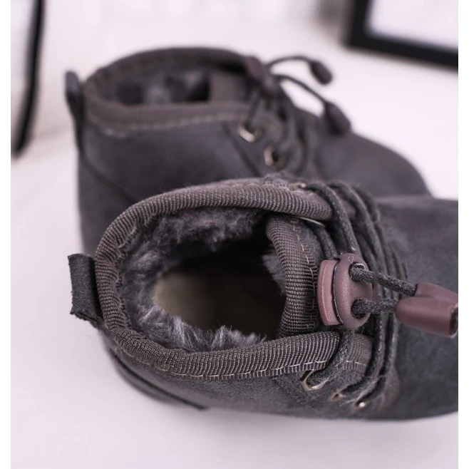 Bottes De Neige à Lacets Pour Enfants Réchauffées Avec Fourrure Grey Hunter Gris