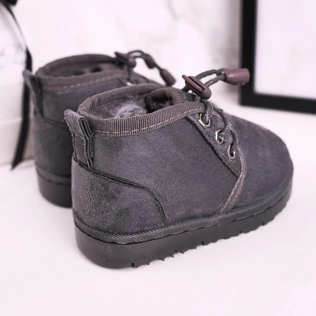 Bottes De Neige à Lacets Pour Enfants Réchauffées Avec Fourrure Grey Hunter Gris – Image 4