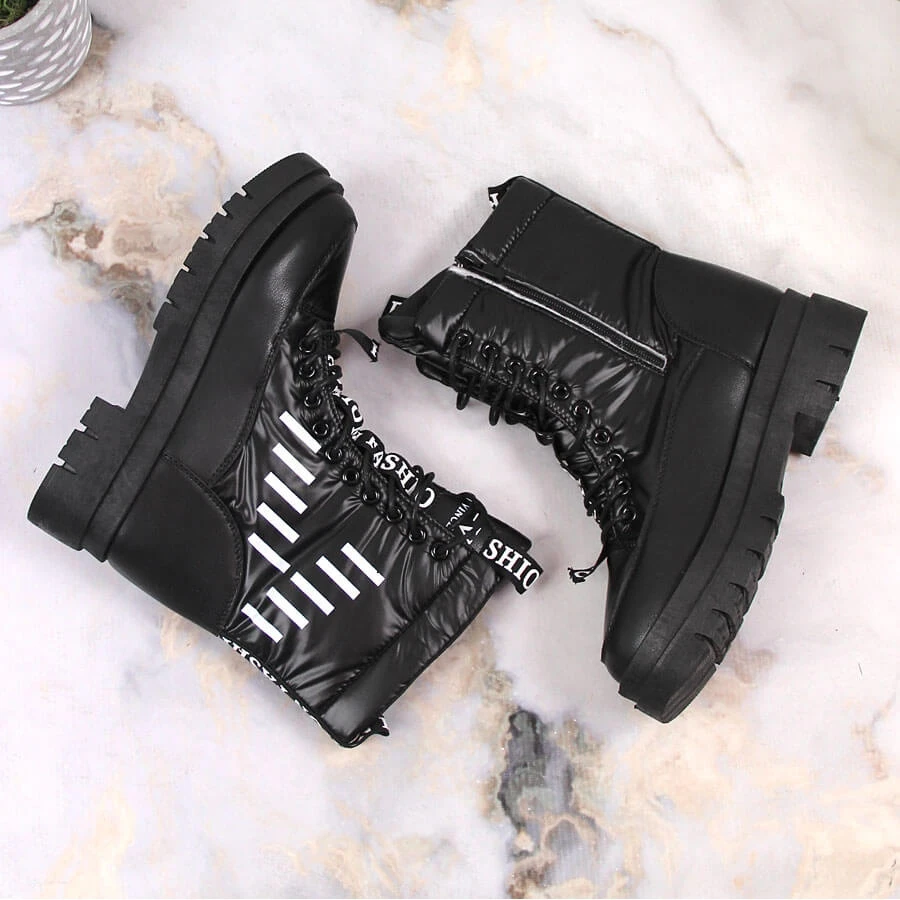Bottes De Neige à Lacets Pour Femmes Avec Une Plateforme Vinceza Noire Le Noir – Image 3
