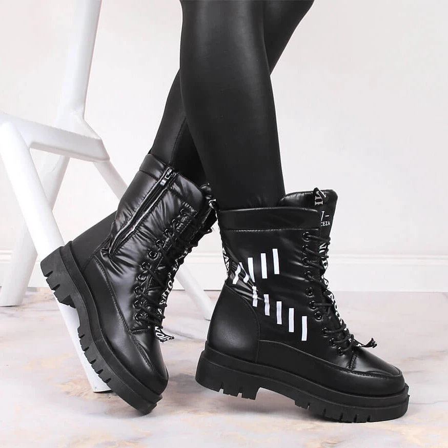 Bottes De Neige à Lacets Pour Femmes Avec Une Plateforme Vinceza Noire Le Noir – Image 4