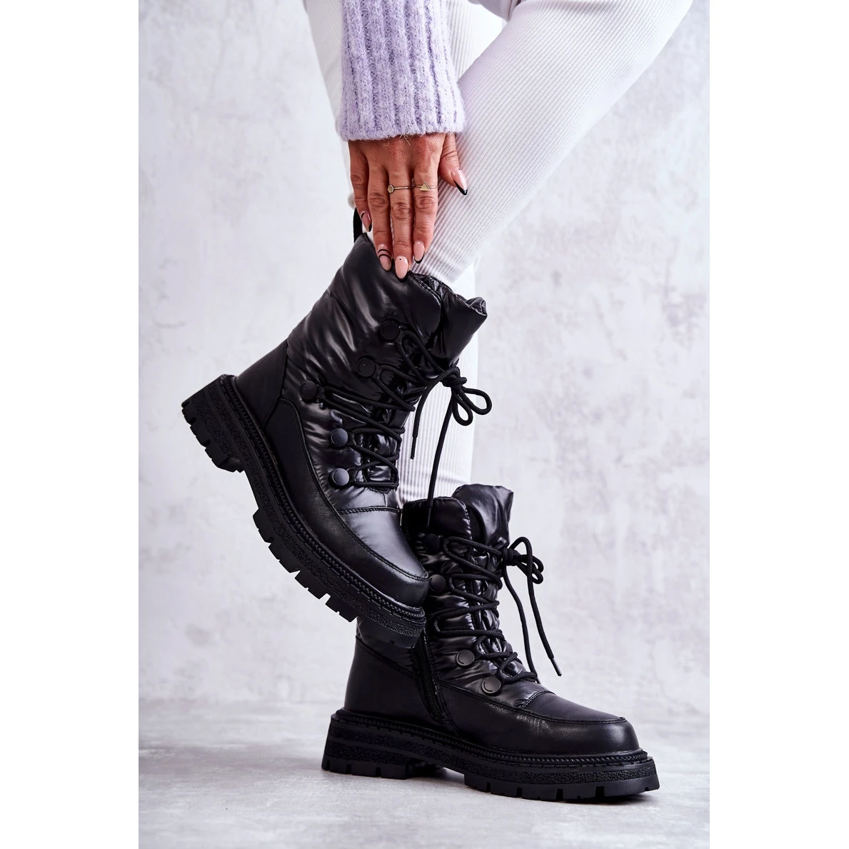 Bottes De Neige à Lacets Pour Femmes GOE KK2N4017 Noir Le Noir – Image 5