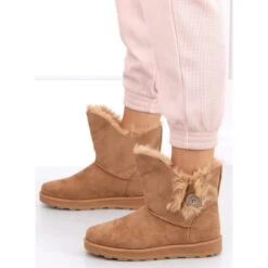 Bottes De Neige Avec Un Bouton Niki Camel Brun
