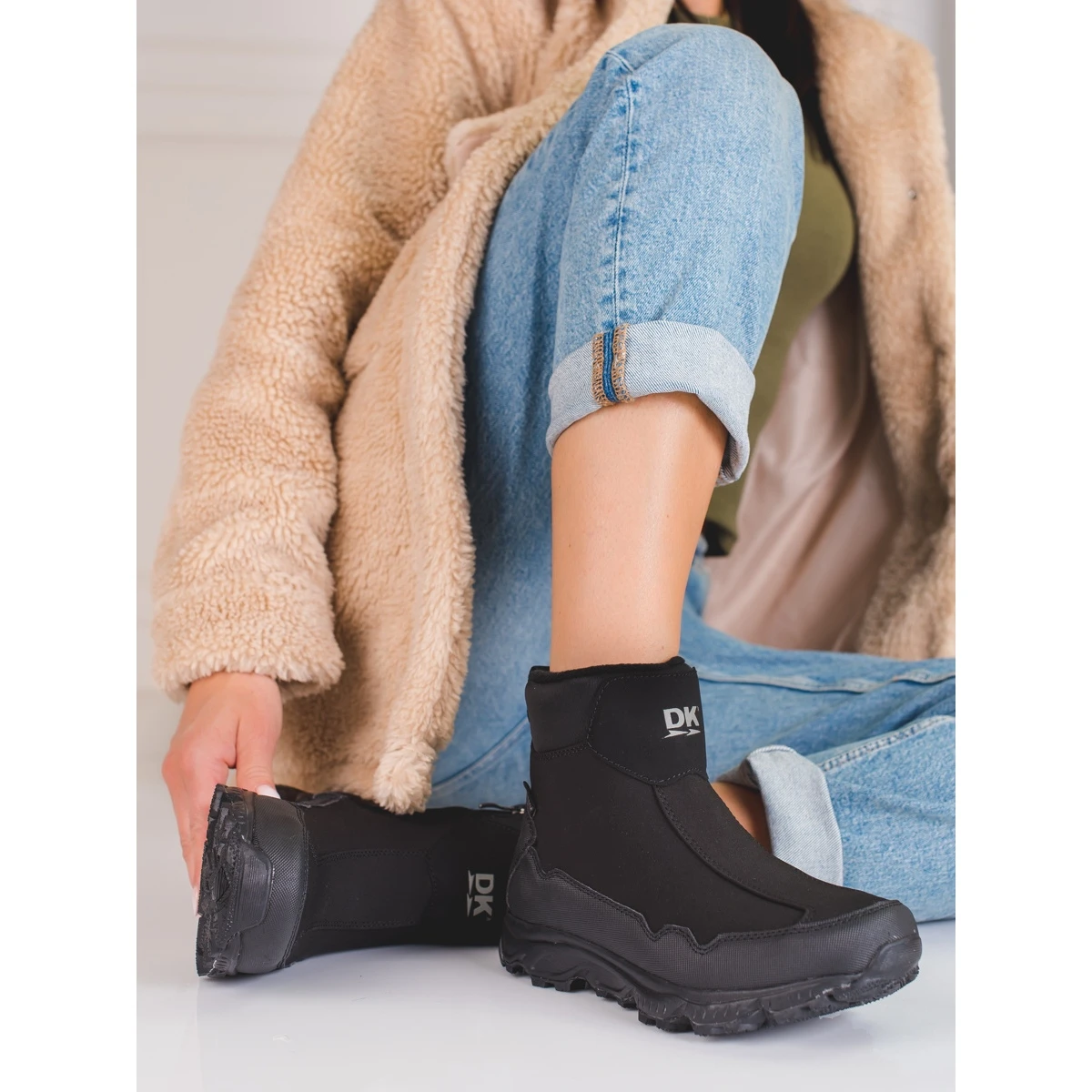 Bottes De Neige Basses DK Pour Femmes à Semelle épaisse, Noires Le Noir