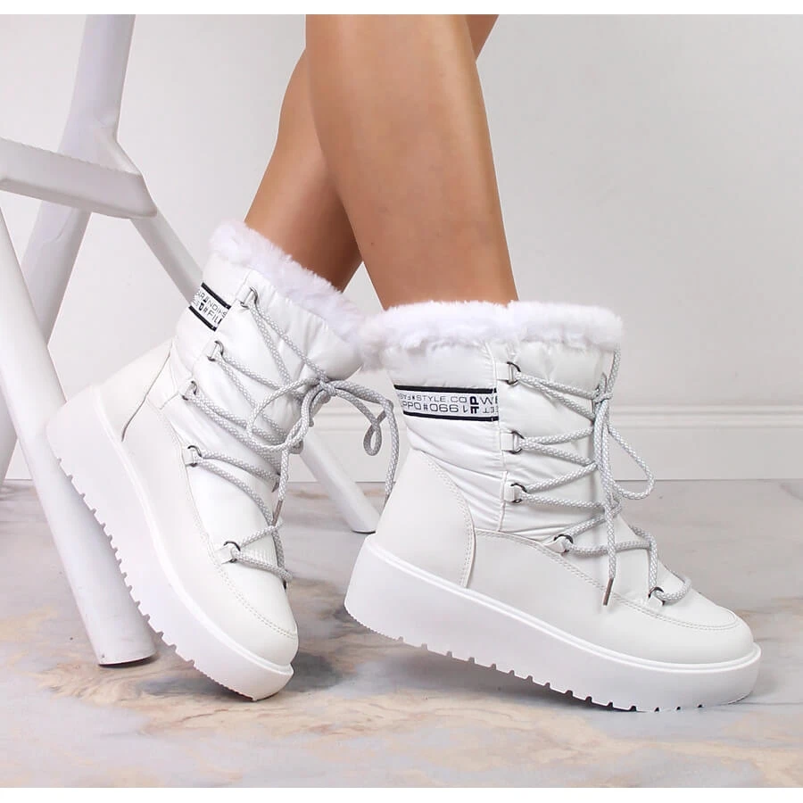 Bottes De Neige Chaudes Pour Femmes Ă Lacets Filippo Blanches