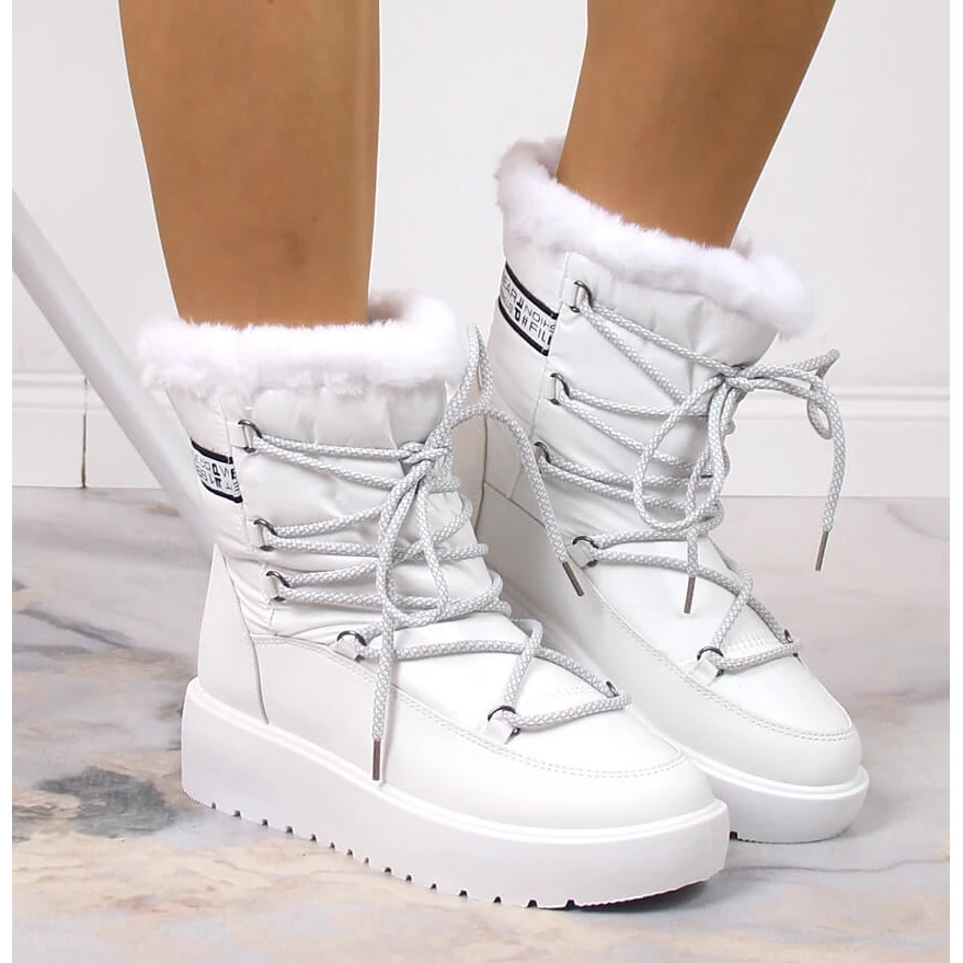 Bottes De Neige Chaudes Pour Femmes à Lacets Filippo Blanches – Image 3