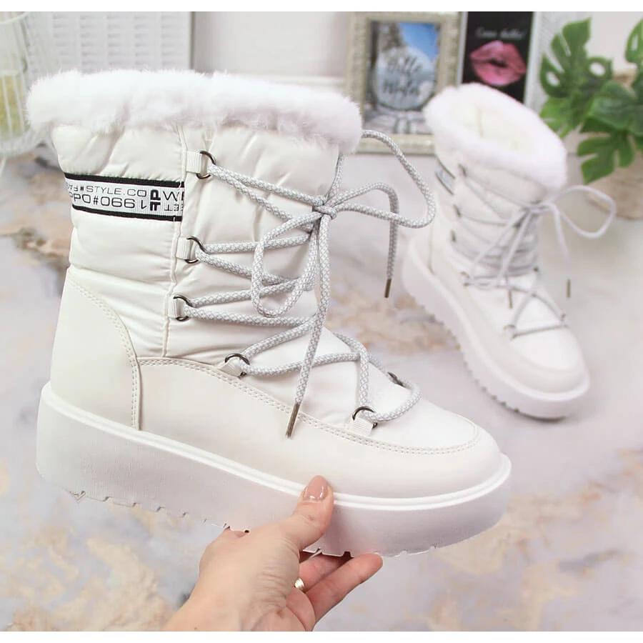 Bottes De Neige Chaudes Pour Femmes à Lacets Filippo Blanches – Image 4