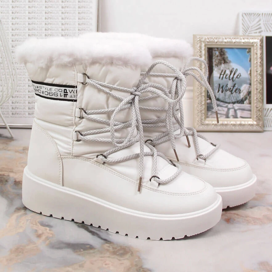 Bottes De Neige Chaudes Pour Femmes à Lacets Filippo Blanches – Image 5