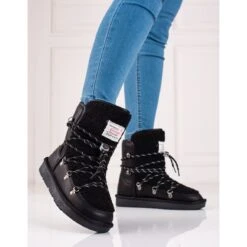 Bottes De Neige Chaudes Pour Femmes Shelovet Noires Le Noir