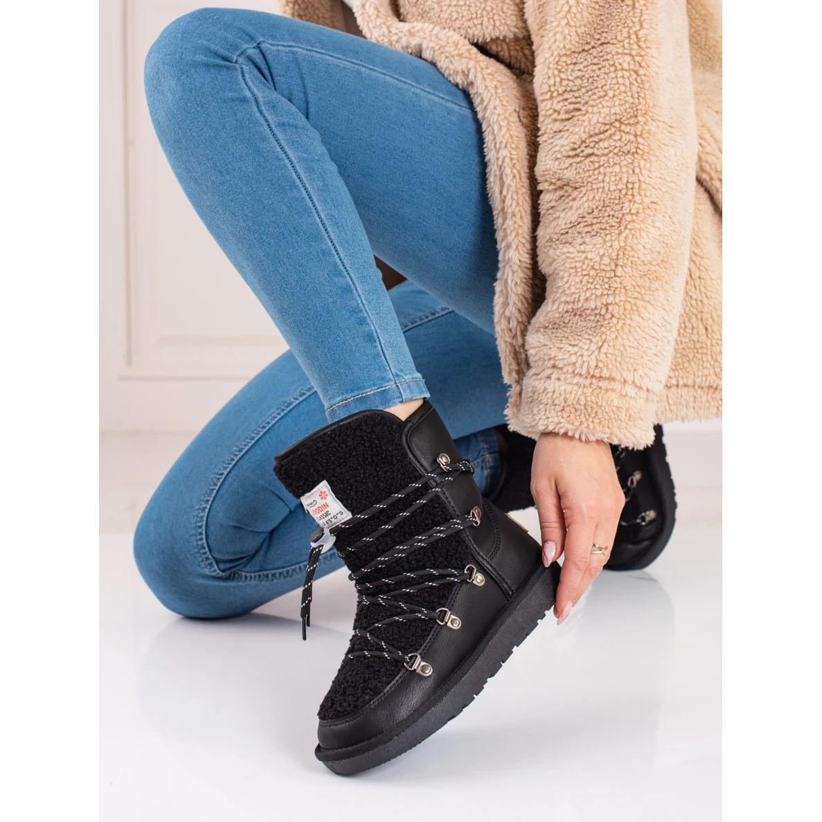 Bottes De Neige Chaudes Pour Femmes Shelovet Noires Le Noir – Image 2