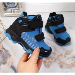 Bottes De Neige De Trekking Imperméables à Velcro Bleues American Club Le Noir