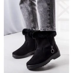 Bottes De Neige Doublées Noires Avec Une Fermeture éclair Katalina Le Noir
