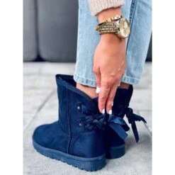 Bottes De Neige Emusy Avec Nœuds Stella Blue Bleu Marin