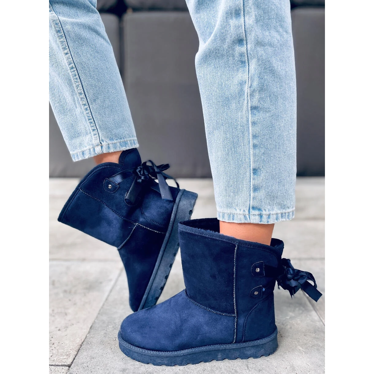 Bottes De Neige Emusy Avec Nœuds Stella Blue Bleu Marin – Image 3