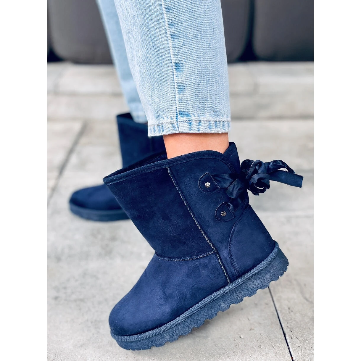 Bottes De Neige Emusy Avec Nœuds Stella Blue Bleu Marin – Image 4
